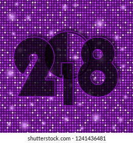 2018 concept on violet shining rounds background. Vector illustration