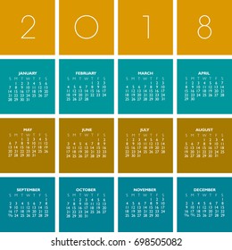 2018 Creative Colorful Calendar in multiple colors