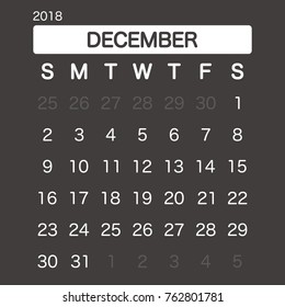 2018 DECEMBER Calendar Planner Design.