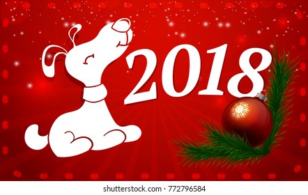 2018 dog vector logo new year symbol on the red background