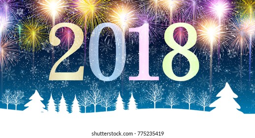 2018 Firework New Year background
