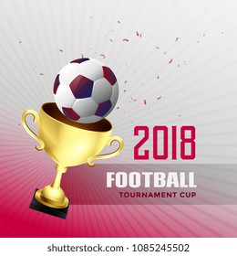 2018 football championship cup background with golden trophy