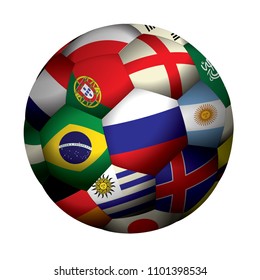 2018 Football soccer with National Flag Infographic Vector Can be use for poster, postcard, website, billboard.