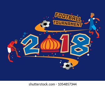 2018 football tournament abstract vector illustration on blue background.