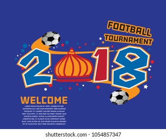2018 football tournament abstract vector illustration on blue background.