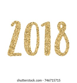 2018 glitter calligraphy. Vector hand drawn lettering. 
