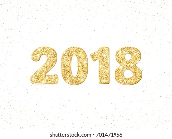 2018 glitter typography design. Golden sparkling numbers. Great for calendars, New year and Christmas cards, party posters, website headers.