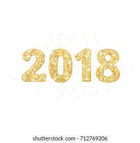 2018 glitter typography design. Golden sparkling numbers. Great for calendars, New year and Christmas cards, party posters, website headers.