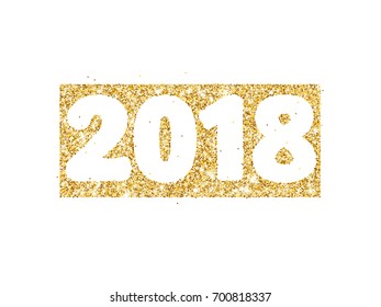 2018 glitter typography design. Vector golden rectangle with numbers isolated on white. Great for calendars, New year and Christmas cards, party posters, website headers.