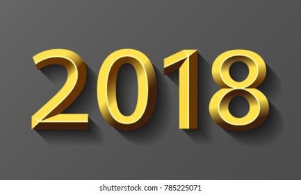 2018 gold bevel year, vector.