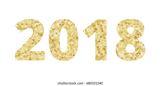 2018 Gold geometric vector phrase for Happy New greeting card, banner.