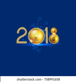 2018. Gold logo. Hand drawn image. Lux and rich. Sketch inspiration vector. 