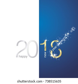 2018 Gold New Year firework white blue vector