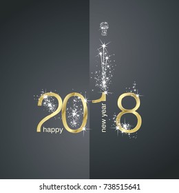 2018 Gold New Year firework black illustration