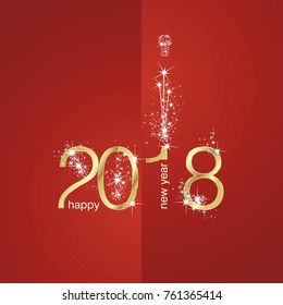 2018 Gold New Year firework red illustration vector