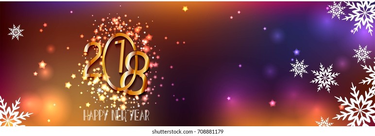 2018 gold numbers on bright sparkling background.