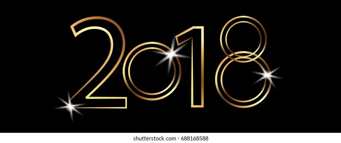 2018 golden numbers on a black background. New year. Elements for design. Vector illustration. 