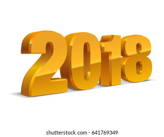 2018 golden-yellow text 3d. for calendar background isolated on white. Vector, eps