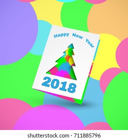 2018 greeting card with christmas tree 2