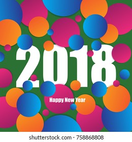 2018 greeting card on colorful background. For poster, flyer, placard,leaflet and cover. Useful for web site, brochure, postcard, banner, invitation card and wallpaper. Modern xmas design