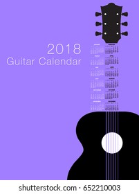 2018 Guitar musical calendar with space for your type 