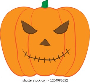 2018 Halloween Celebration JACK-O-LANTERN Vector pumpkin with scary look.