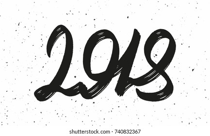 2018 Hand Drawn Calligraphy Numbers Written Stock Vector (Royalty Free ...