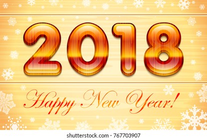 2018 Happy New Year. 3d Joyful Decorative lacquer numbers of expensive wood