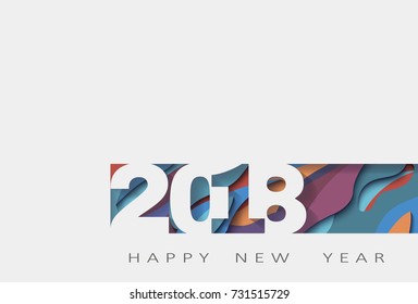 2018 happy new year, abstract design 3d, vector illustration