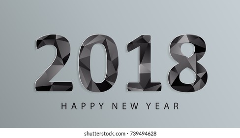 2018 Happy New Year with abstract paper cut on polygon background. Vector illustration eps 10.