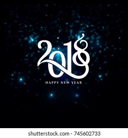 2018 happy New year, abstract vector illustration of Christmas card with calligraphic inscription 2018 and congratulations with happy New year background of fireworks,2018 happy New year