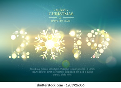 2018 Happy New Year background with snowflake and sample text. Vector illustration.EPS10.