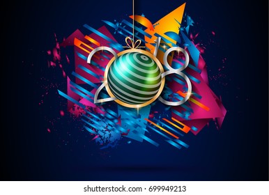 2018 Happy New Year Background for your Seasonal Flyers and Greetings Card or Christmas themed invitations