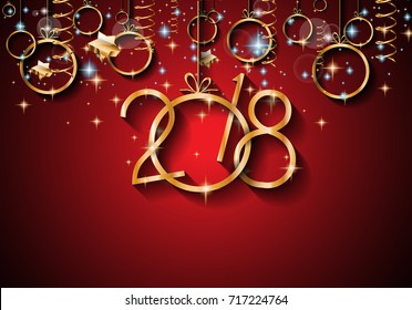 2018 Frohes Neujahrshintergrund für Ihre Saisonflieger und Ihre Grußkarte oder Einladungen zu Weihnachten