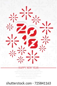 2018 Happy  new year background with fireworks red