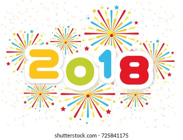 2018 Happy  new year background with fireworks second edition