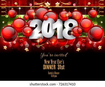 2018 Happy New Year Background for your Seasonal Flyers and Greetings Card or Christmas themed invitations