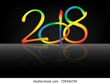 2018 Happy New Year Background modern and multicolor , vector isolated or black background 
