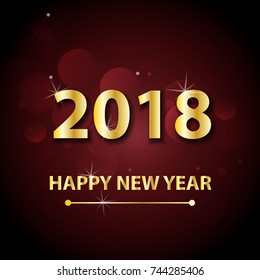 2018 Happy New Year background with gold letters.