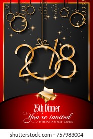 2018 Happy New Year Background for your Seasonal Flyers and Greetings Card or Christmas themed invitations