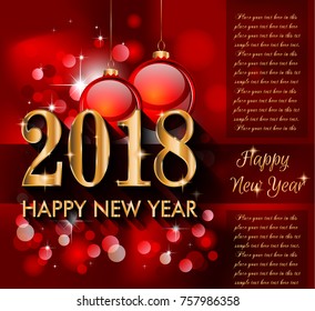 2018 Happy New Year Background for your Seasonal Flyers and Greetings Card or Christmas themed invitations