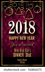 2018 Happy New Year Background for your Seasonal Flyers and Greetings Card or Christmas themed invitations