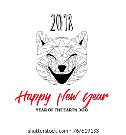 2018 Happy New Year background for your Seasonal Flyers and Greetings Card or Christmas themed invitations. Element design in polygonal style postcard, invitation for party with symbol of Earth Dog.