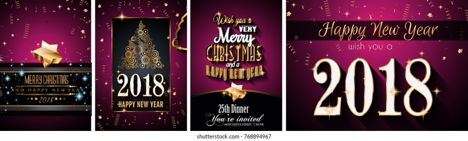 2018 Feliz Ano Novo Fundo para seus Flyers Sazonal e cartões de cumprimentos ou convites temáticos de Natal