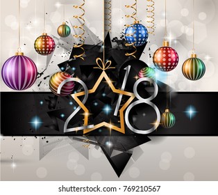 2018 Happy New Year Background for your Seasonal Flyers and Greetings Card or Christmas themed invitations