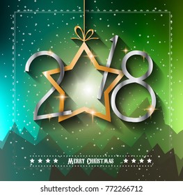 2018 Frohes Neujahrshintergrund für Ihre Saisonflieger und Ihre Grußkarte oder Einladungen zu Weihnachten