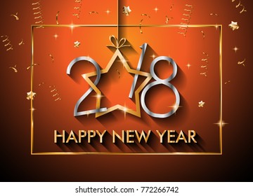 2018 Frohes Neujahrshintergrund für Ihre Saisonflieger und Ihre Grußkarte oder Einladungen zu Weihnachten
