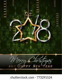 2018 Frohes Neujahrshintergrund für Ihre Saisonflieger und Ihre Grußkarte oder Einladungen zu Weihnachten