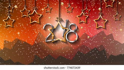 2018 Happy New Year Background for your Seasonal Flyers and Greetings Card or Christmas themed invitations