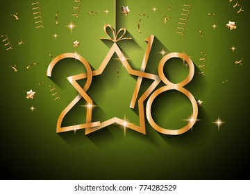 2018 Frohes Neujahrshintergrund für Ihre Saisonflieger und Ihre Grußkarte oder Einladungen zu Weihnachten